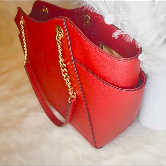 NEW MICHAEL KORS SCARLET CHAIN SHOULDER MK TOTE - Picture 7 of 8